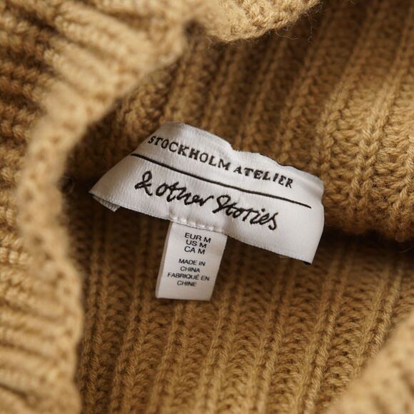 & Other Stories Mock Neck Knit Brown Wool Modal Blend Sweater Sz M - Picture 10 of 10